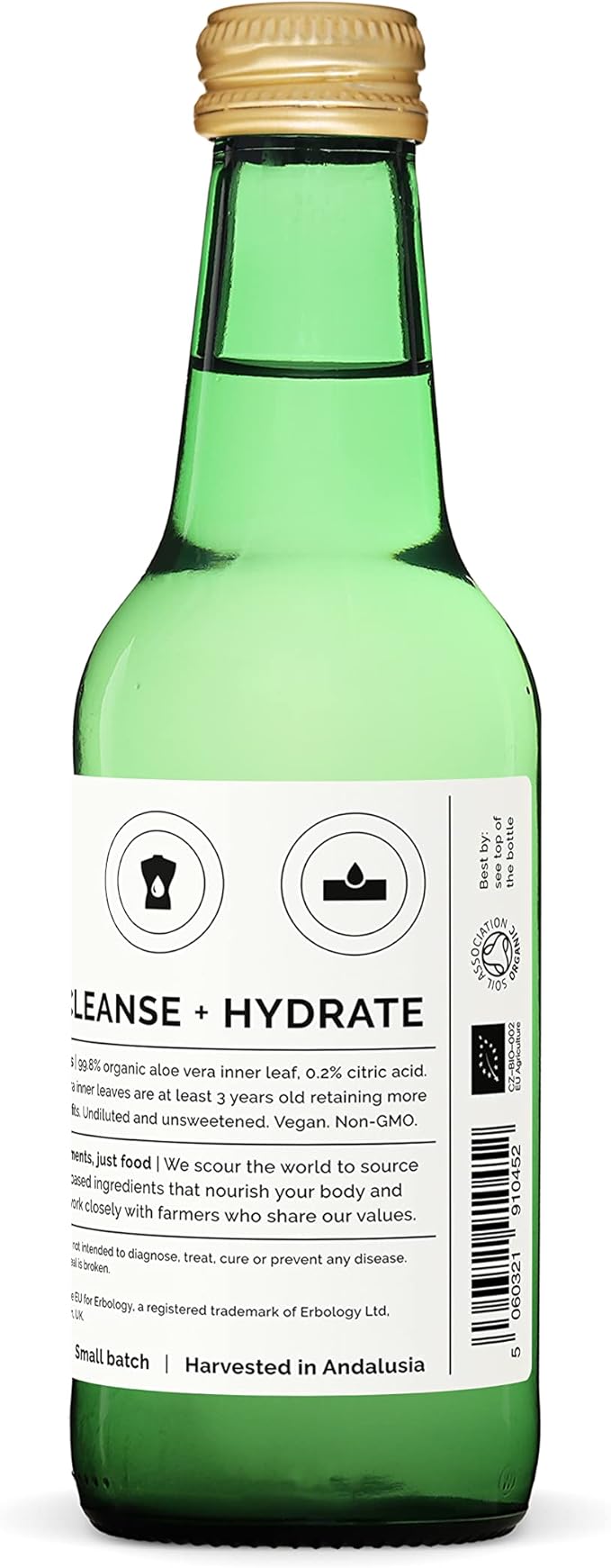 100% Organic Aloe Vera Juice 8.5 fl oz (Box of 6) - Supports Immunity &amp Gut Health - Straight from Farm in Spain - Undiluted - No Added Sugar or Artificial Preservatives - Non-GMO