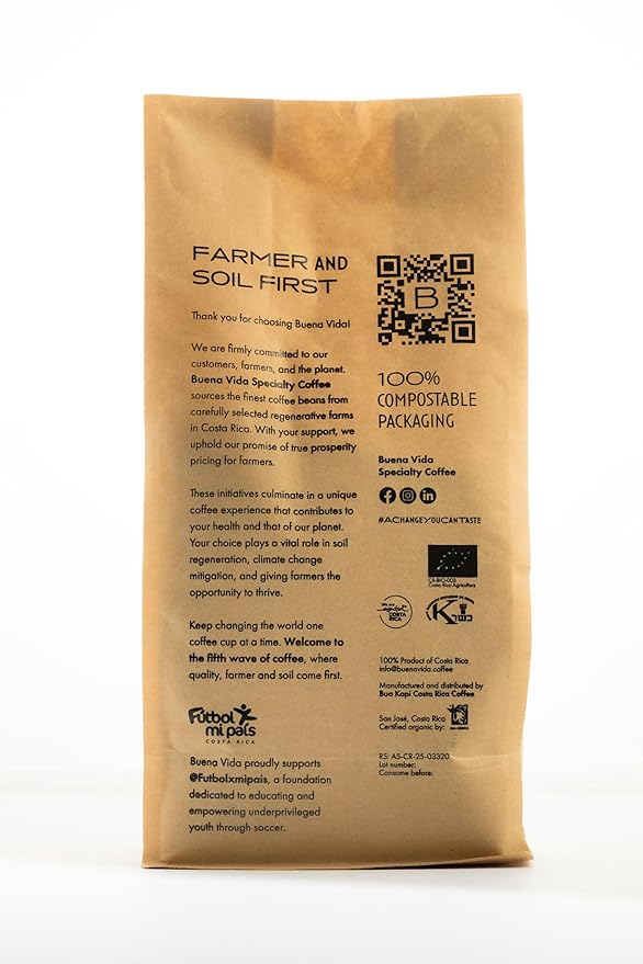 Buena Vida Speacialty Coffee - Cerros de Tarrazú Ground - Costa Rican Regenerative Coffee (35 oz)