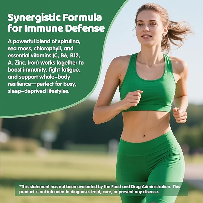 Organic Blue Spirulina Chlorella Gummies 13-in-1 Super Greens &amp Superfoods Spirulina 2500mg Enhanced Daily Energy with Sea Moss Chlorophyll GLA Gluten Free 60 Vegan Gummies