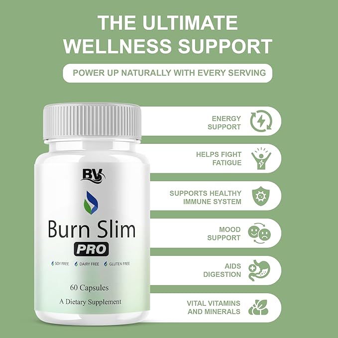 BLUE VIBE Burn Slim Pro Capsules BurnSlim Advanced Maximum Strength Overall Health &amp Wellness Support Supplement Burn Slim Premium All Natural Daily Health Support Formula (2 Pack - 120 Capsules