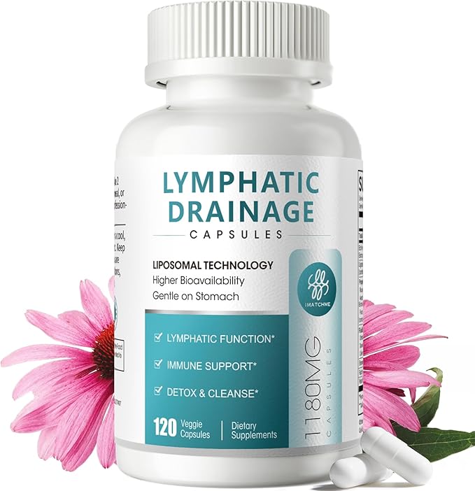 iMATCHME Lymphatic Drainage Supplements for Lymph System Support Detox &amp Cleanse Liver HealthFluid Balance Immune Support Natural Herbal Blends with Echinacea Liposomal Glutathione 120 Caps