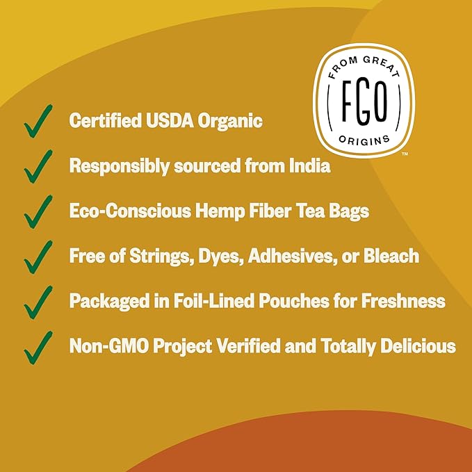 FGO Organic Turmeric Ginger Tea Eco-Conscious Tea Bags 100 Count Packaging May Vary (Pack of 1)