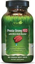 Irwin Naturals Prosta-Strong RED with Nitric Oxide Boosters Saw Palmetto Lycopene Pumpkin Seed &amp More - Prostate Health Supplements for Men - 80 Liquid Soft-Gels