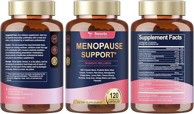 40-in-1 Menopause Supplements for Women Multibenefit &amp Complete Black Cohosh for Hot Flashes Night Sweats &amp Hormone Balance w/ Probiotics DIM Vitex Dong Quai Red Clover and More 120 Ve