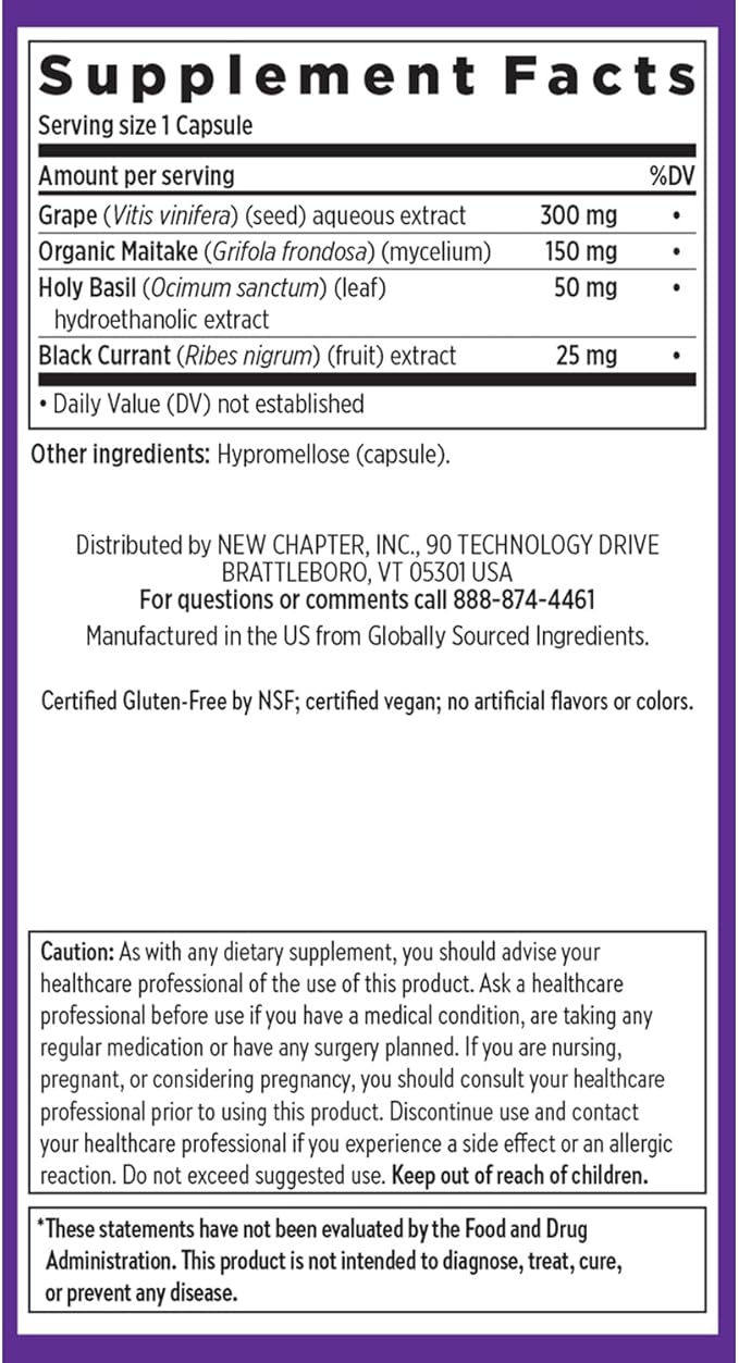 New Chapter Blood Pressure Supplement Take Care with Organic Vegan Grapeseed + Black Currant + Non-GMO Ingredients 30 Count