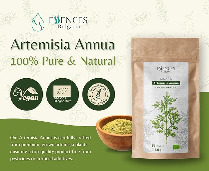 Essences Bulgaria Organic Sweet Wormwood (Artemisia Annua) | Powder 4.4 Oz (125 gr.) Herbal Supplement | 100% Natural | Premium Quality | No Additives or Preservatives | Non-GMO | Vegan