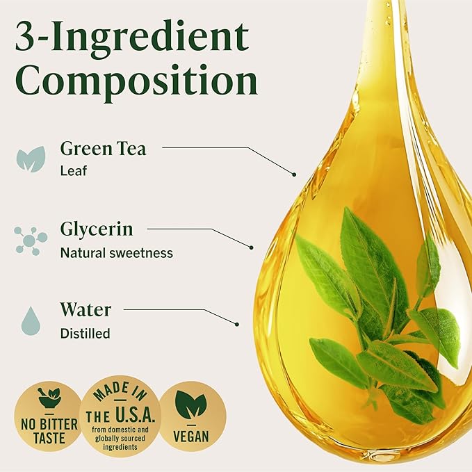 HERBAMAMA Green Tea Drops - Vegan Antioxidant &amp Overall Support with Green Tea Extract Liquid Tincture - Non-GMO Alcohol &amp Sugar-Free Camellia Sinensis Supplement 84-Day Supply