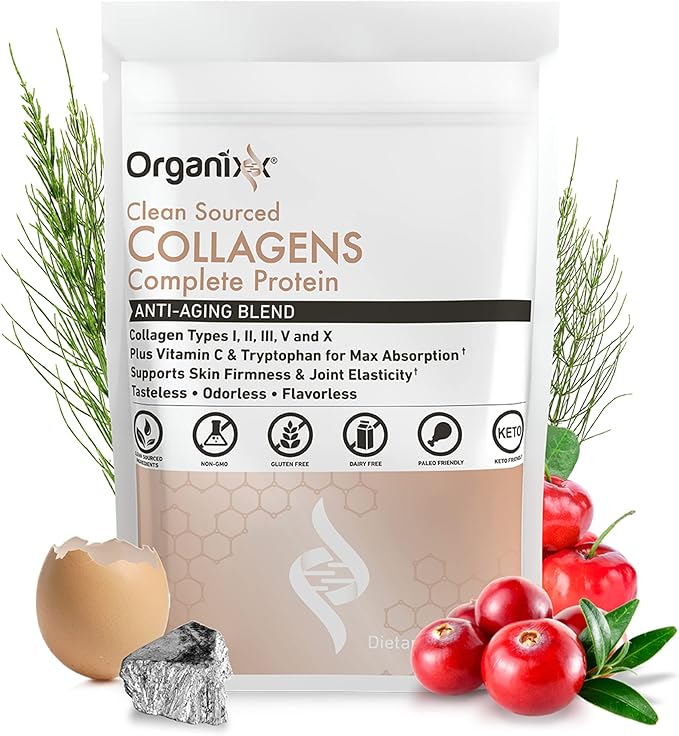Organixx Clean Sourced Collagens (20 Serv) &amp Multi-Vita-Maxx (90 Caps) Bundle Protein w/Vitamin C &amp Zinc Plus USDA Organic Whole Food Multivitamin Supports Hair Joints &amp Daily Energy G