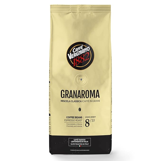 Caffe Vergnano 1882 Gran Aroma Whole Bean Arabica Medium Espresso Roast Coffee 2.2lbs Bag - Italian Coffee Beans with Rich notes of Cocoa Spices &amp Dried Fruit Intensity 8/10-1000g Bag
