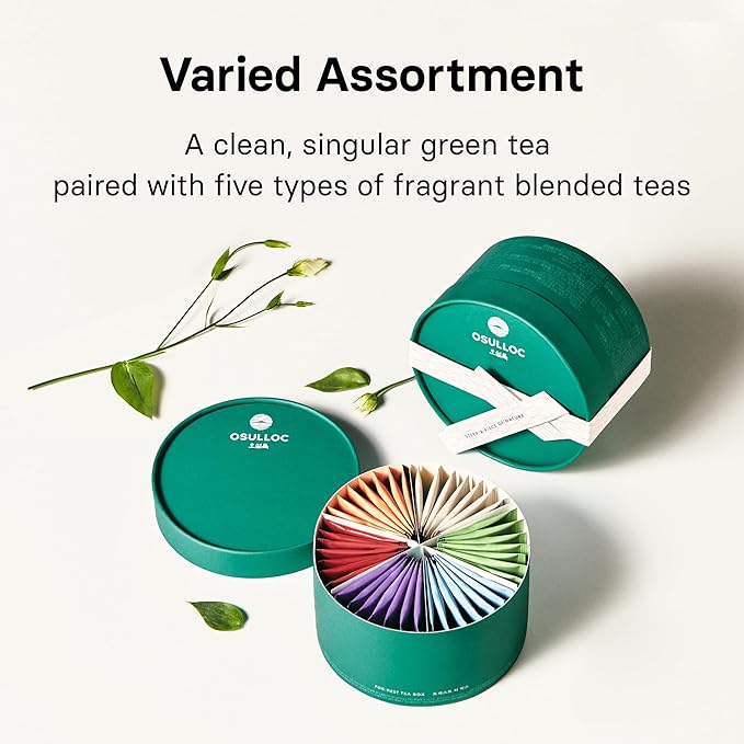 OSULLOC For:rest Tea Box (36 Count 6 Types x 6ea) Exquisite &amp Unique Gift idea For Tea Lover Variety Gift Box Sampler 6 Unique Blended tea from Jeju Island