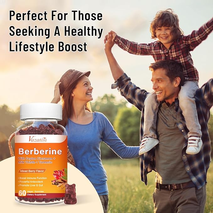 2 Pack 1500mg Berberine Gummies High Potency Berberine Supplement with Ceylon Cinnamon Gummies Turmeric Magnesium Sugar Free Non-GMO Gluten-Free - Mixed Berry Flavored 120 Gummies