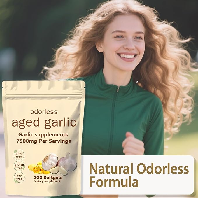 Primus Aged Garlic Extract Supplement - 7500mg Odorless Organic Garlic for Heart &amp Immune Support Non-GMO 200 Count Vegetarian Softgels