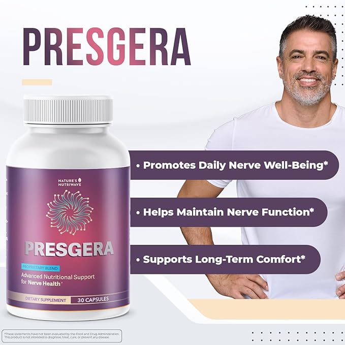 Presgera Capsules – Natural Daily Supplement with Magnesium Glycinate Turmeric Alpha Lipoic Acid &amp More – Made in USA Non-GMO Easy-to-Take – 30 Capsules 1 Month Supply