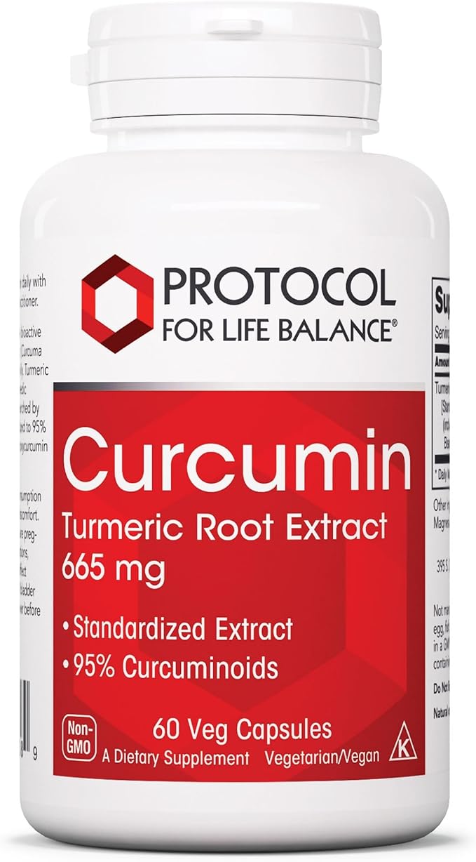 PROTOCOL FOR LIFE BALANCE Curcumin Turmeric Root Extract - 95% Standardized Curcuminoids - 665 mg Curcumin - Curcumin Turmeric Supplements - Non-GMO &amp Kosher - 60 Veg Capsules