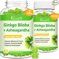 2 Pack Ginkgo Biloba Gummies 240MG with Panax Ginseng for Better Mood and Focus Booster Brain Health 120 Vegan Apple Flavor Gummies