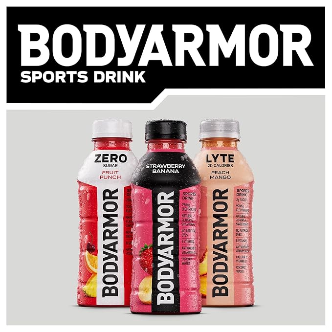 BODYARMOR Sports Drink Blue Raspberry Electrolyte Drink Hydration 28 Fl Oz Bottles (15 Pack) Flavored Coconut Water with B Vitamins &amp Antioxidants