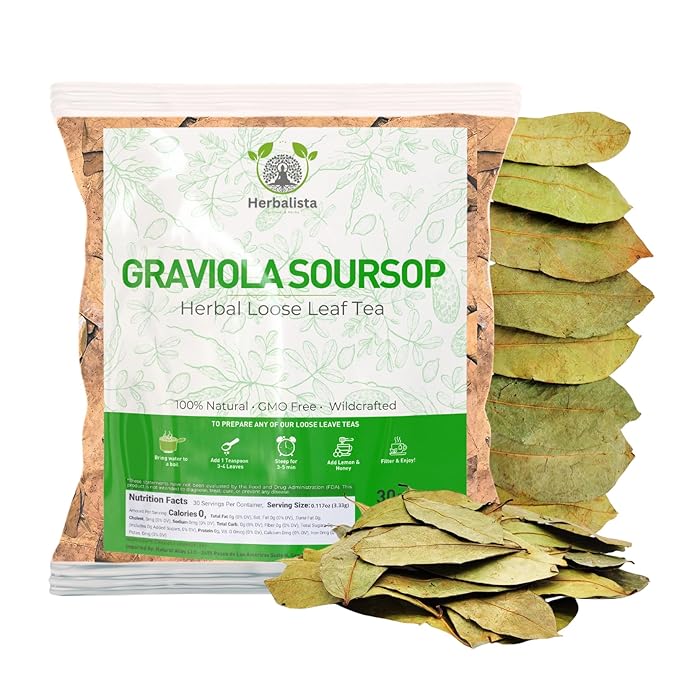 Herbalista - Premium Whole Dried Graviola Soursop Leaf 16oz (1 lb | 1400+ Leaves) | 100% Natural Guanabana Tea | Fresh Wildcrafted and Authentic | Makes 120+ Cups of Delicious Tea