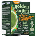 Golden Aojiru Green Superfood Powder – Japanese Barley Grass Juice with 25+ Vegetables Prebiotic &amp Enzymes – Gluten Free Green Juice – 46pcs