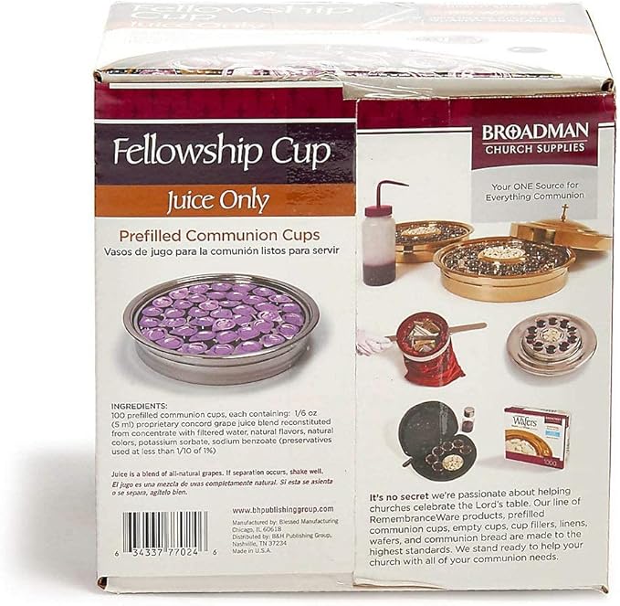 BROADMAN CHURCH SUPPLIES Pre-filled Communion Fellowship Cup Juice Only 100 Count