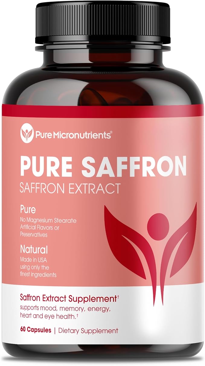 Saffron Supplements - 100% Pure Saffron Extract Capsules - Boost Energy &amp Mood Support Eye &amp Heart Health