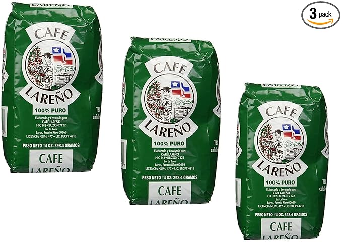 Cafe Lareño Ground Coffee Puerto Rican Coffee 3 Bags of 14oz. Each