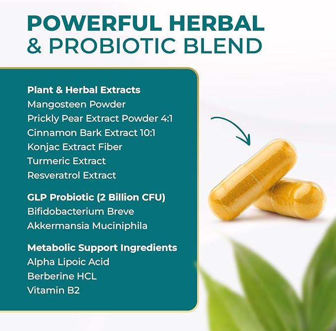 GLPro Capsules – Natural Supplement with Hawthorne Garlic Green Tea &amp Hibiscus – Non-GMO Gluten-Free Dairy-Free Vegetarian Made in USA – 30 Capsules 3 Month Supply