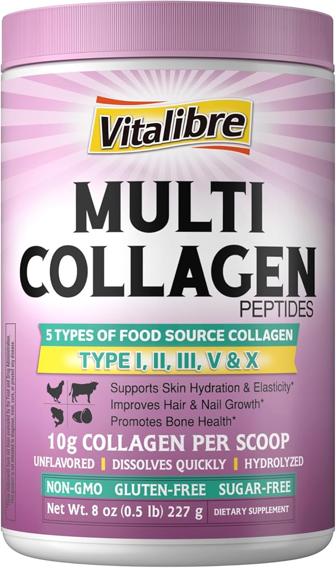 Multi Collagen Peptides Powder and Choline Bitartrate Supplements