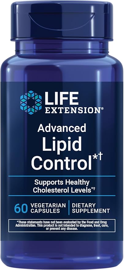 Life Extension Advanced Lipid Control amla Extract Indian Gooseberry Heart Health endothelial Health Vegetarian Gluten-Free 60 Capsules