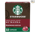 Starbucks by Nespresso Vertuo Single-Origin Sumatra Dark Roast Coffee 32-count Coffee Pods Brews 7.8 oz.