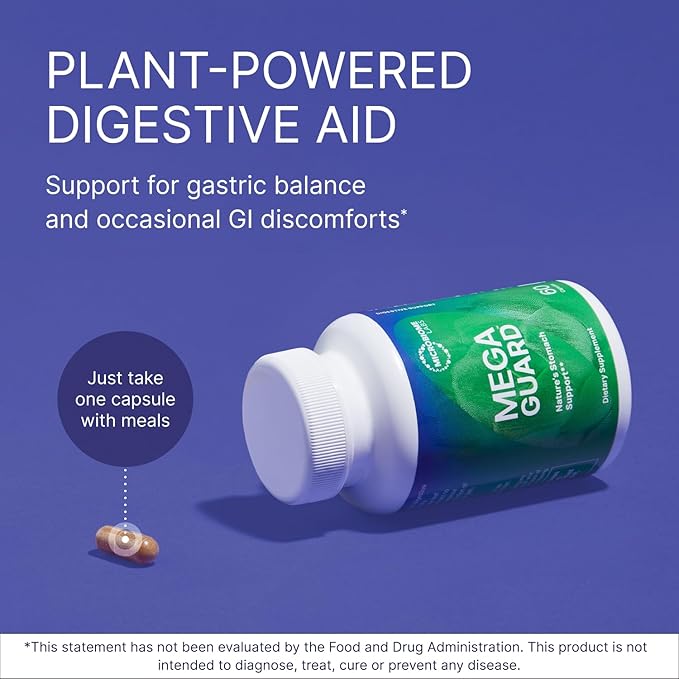 Microbiome Labs MegaGuard Gut Health Supplements - Ginger Root Licorice Root &amp Artichoke Leaf Extract to Support Digestive Health &amp Occasional Gas - for Women Men &amp Kids 8+ (60 Capsules)