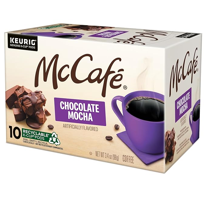 McCafe Chocolate Mocha Single Serve Coffee Keurig K-Cup Pods Flavored Coffee 60 Count (6 Packs of 10)