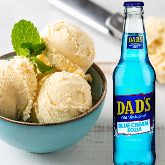 Dad's Old Fashioned Soda – 12 Glass Bottles (12 oz Each) – Premium Retro Soft Drink – Classic Root Beer Flavor – Vintage-Style Craft Soda for Nostalgic Refreshment &amp Gifting (12 Pack Blue Cream S
