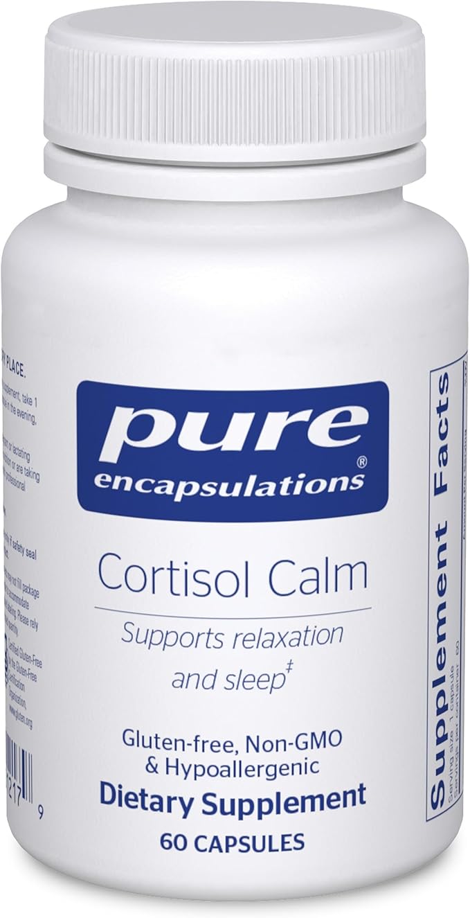Pure Encapsulations Cortisol Calm - Supports Cortisol Health &amp Relaxation - Contains Ashwagandha &amp L-Theanine - Restful Sleep - 60 Capsules