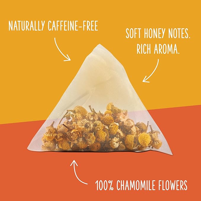 Two Leaves and a Bud Organic Chamomile - 50 Naked Tea Sachets Naturally Caffeine Free Whole Leaf Herbal Tea in Eco-Friendly Unwrapped Compostable Sachets Resealable Bag 50 Count (Pack of 1)