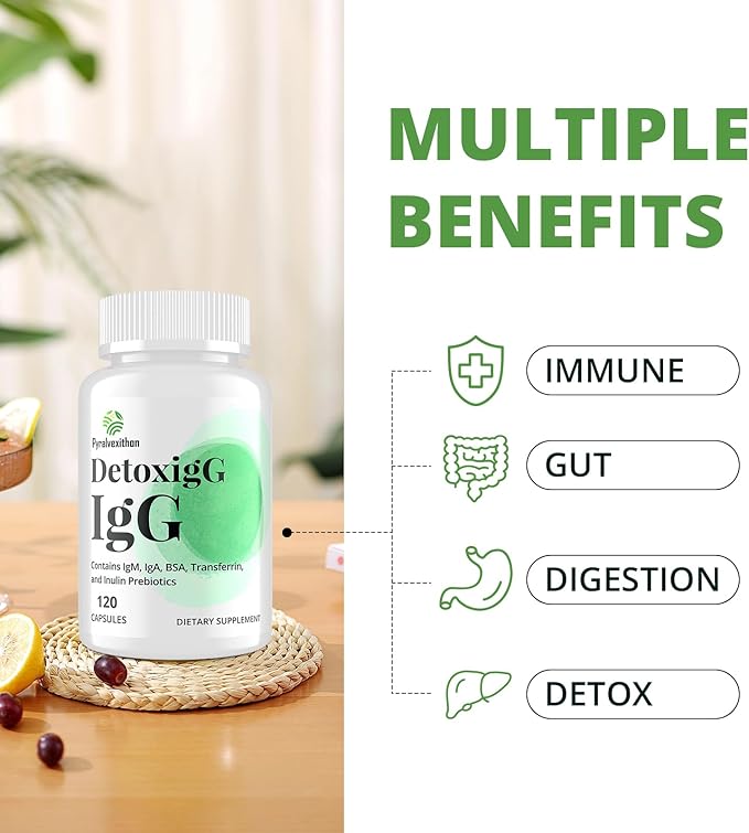 IgG Immunoglobulin Supplement - IgG IgM IGA &amp Inulin - Bovine Colostrum Supplement Alternative - Dairy-Free Bovine Immunoglobulin Capsules (120 Capsules)
