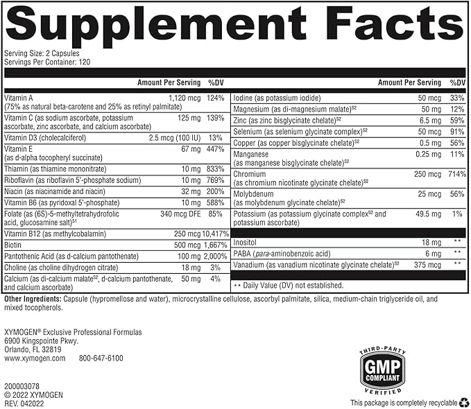 XYMOGEN ActivNutrients without Iron - No Iron Multivitamin for Wellness Support - Energy Production &amp Immune Support - Antioxidant Activity - Gluten-Free &amp Dairy-Free - 240 Count