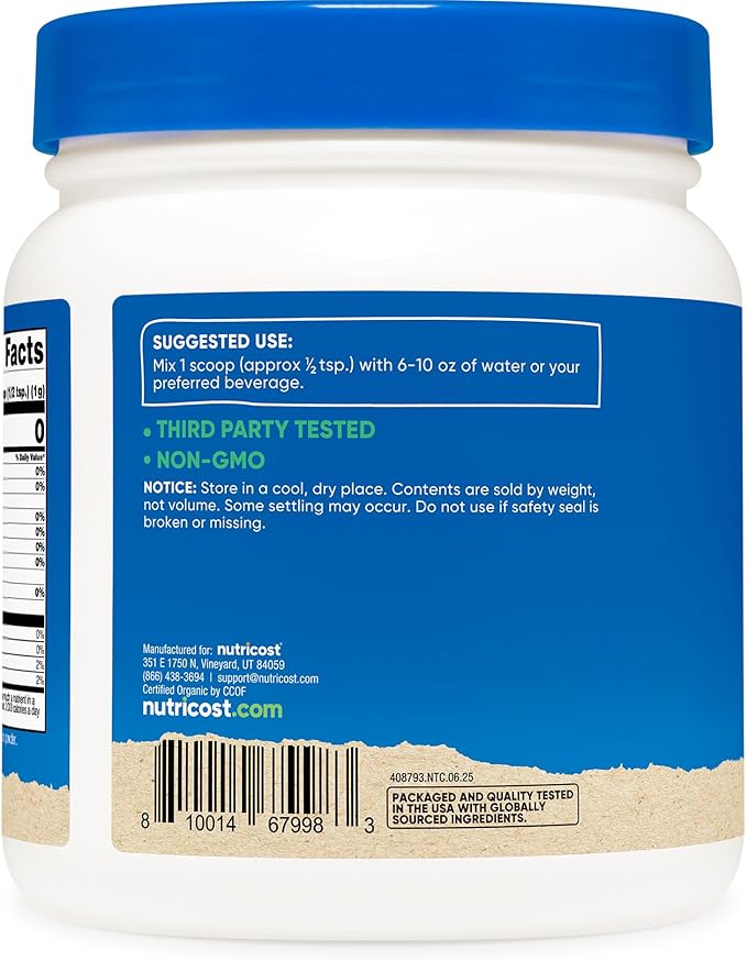 Nutricost Organic Barley Grass Juice Powder (1 LB) (Unflavored)