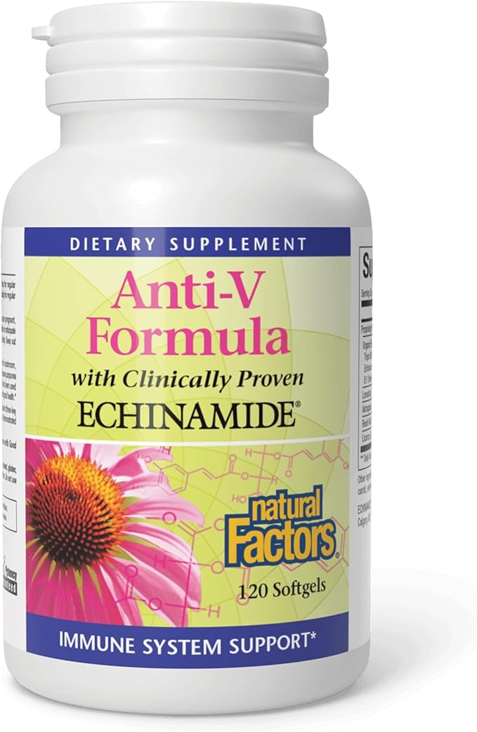 Natural Factors Anti-V Formula - Healthy Immune System Support Supplement - Herbal Immune Health Supplement with Reishi Mushroom &amp Licorice Root - 120 Softgels (120 Servings)