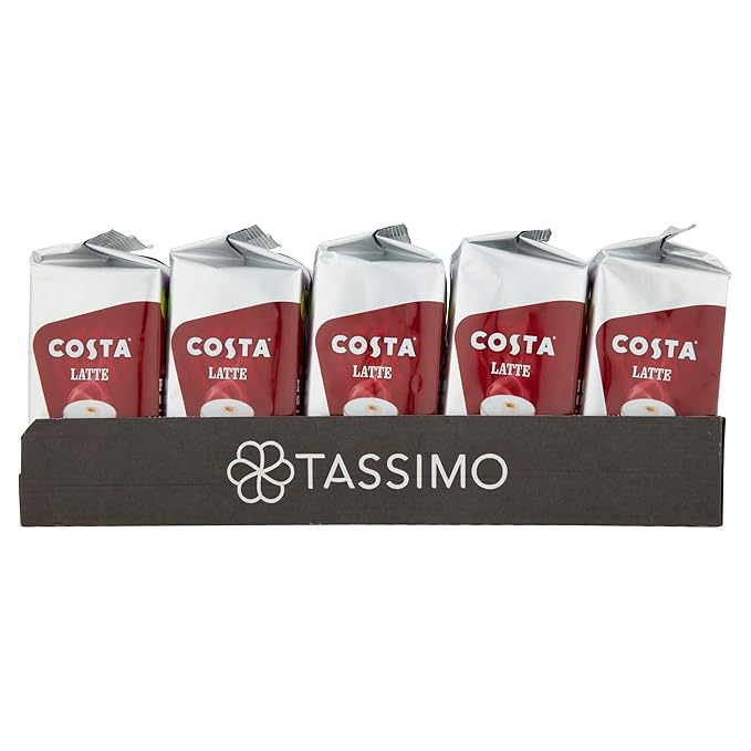 TASSIMO Costa Latte 16 discs 8 servings (Pack of 5 Total 80 discs 40 servings)