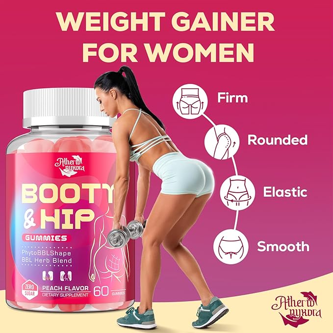 Booty Gummies for Women - BBL Gummies with Bovine Collagen Peptides - Herbal Blend with Aguaje Fenugreek Kwao Krua Wild Yam Blessed Thistle Vitamin C &amp Zinc - Delicious Peach Flavor(120 Count
