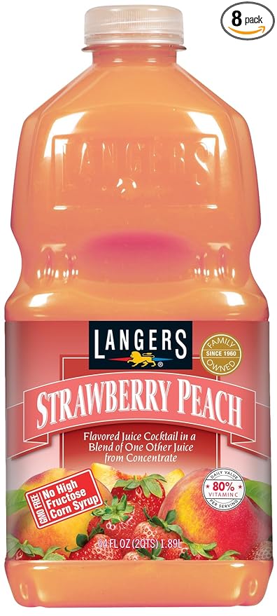 Langers Juice Cocktail Strawberry Peach 64 Ounce (Pack of 8)