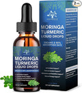 (2 Pack) Organic Moringa Leaf Extract Liquid Drops Supplement 1000mg with Turmeric and Black Pepper for Energy Antioxidant and Skin Green Superfood Supplement for Women Men Vegan 1 Fl Oz