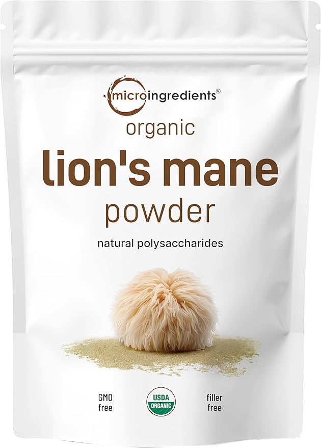 Micro Ingredients Multi Collagen Complex &amp Lions Mane Mushroom Supplement Powder Bundle 2 Pack | Grass-Fed Collagen Peptides | Natural Superfood for Brain Energy &amp Immune Health