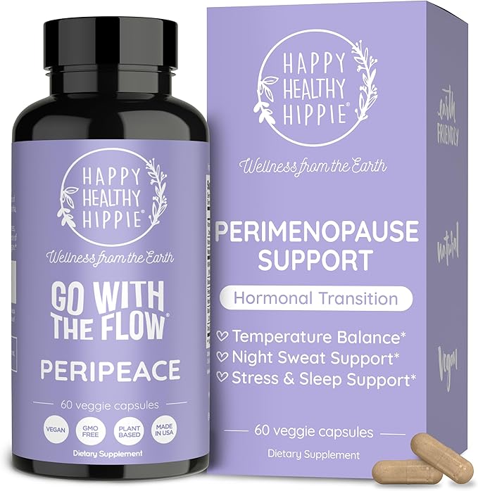 Perimenopause Supplements for Women - Hot Flash Night Sweat Mood &amp Sleep Support | Vegan Hormone Balance Capsules with KSM-66 Ashwagandha Shatavari &amp Black Cohosh | Estrogen-Free 60ct