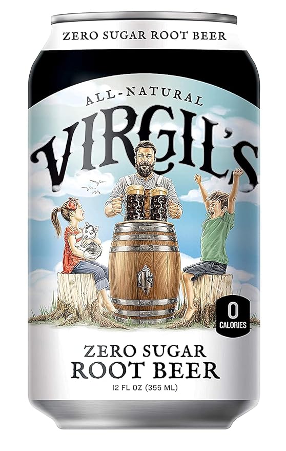 Virgil's Zero Sugar Favorites AMZN Variety 4-6pk Std. 12 oz Cans (Root Beer Vanilla Cream Black Cherry Orange Cream) 24 Count