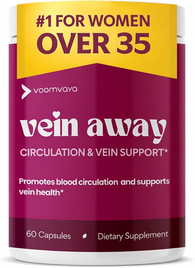 VoomVaya Vein Away – Blood Circulation &amp Vein Support Supplements for Women 35+ | Spider Veins &amp Varicose Veins Treatment for Legs | Circulation and Vein Support w/Diosmin &amp Hesperidin | 6