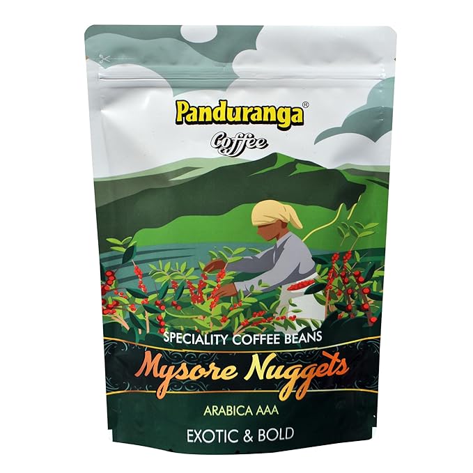 Panduranga Coffee | Mysore Nuggets | 100% Plantation AAA Arabica Coffee | Extra Bold | Black Coffee- 250grams (Pack of 1)
