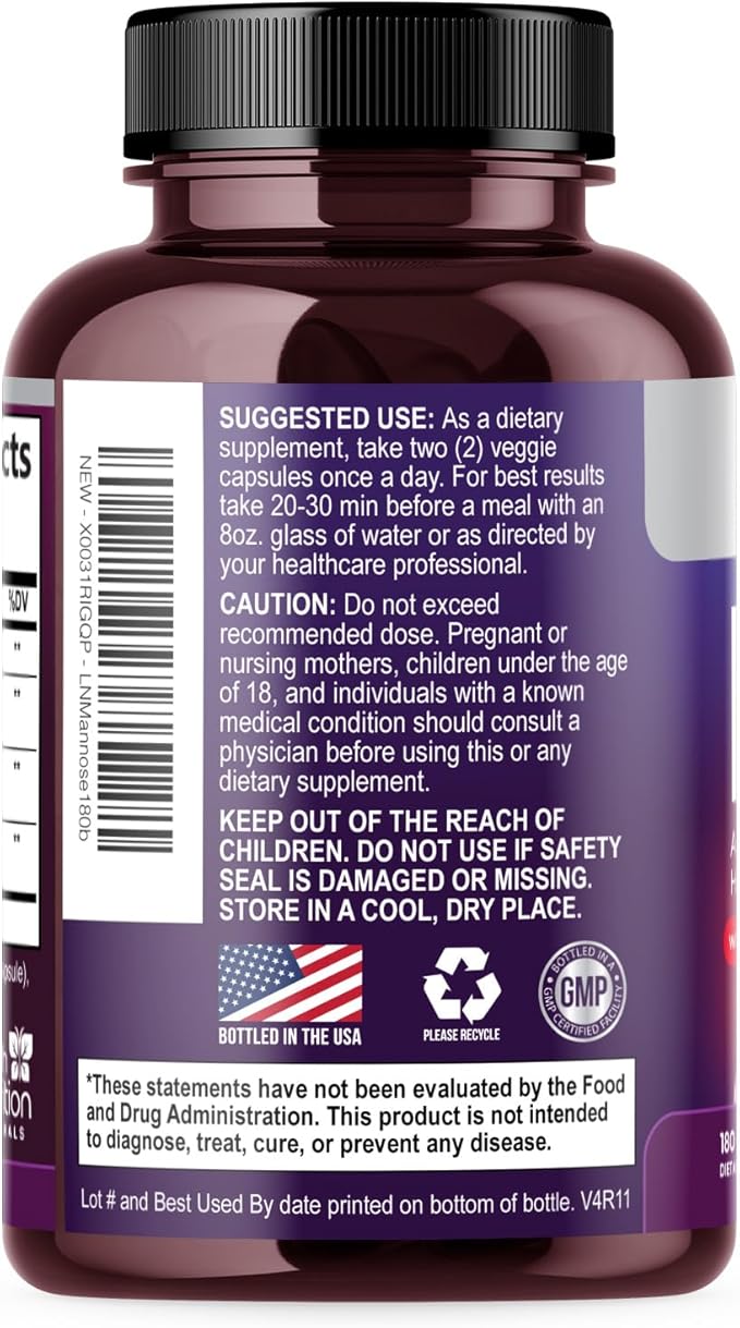 D-Mannose Supplement - 1000mg D Mannose Per Serving with Cranberry Hibiscus &amp Dandelion - Fast-Acting Natural Urinary &amp Bladder Support for Women &amp Men – Flush &amp Cleanse Impurities