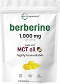 Micro Ingredients Berberine 1000mg with MCT Oil 240 Softgels | Highly Bioavailable Formula with Berberine HCI from Berberis Aristata | Non-GMO Gluten Free No Soy