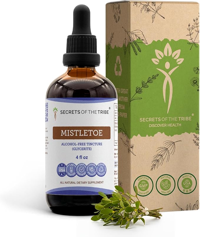 Secrets of the Tribe Mistletoe Tincture Alcohol-Free Liquid Extract Mistletoe (Viscum Album) Dried Herb (4 FL OZ)